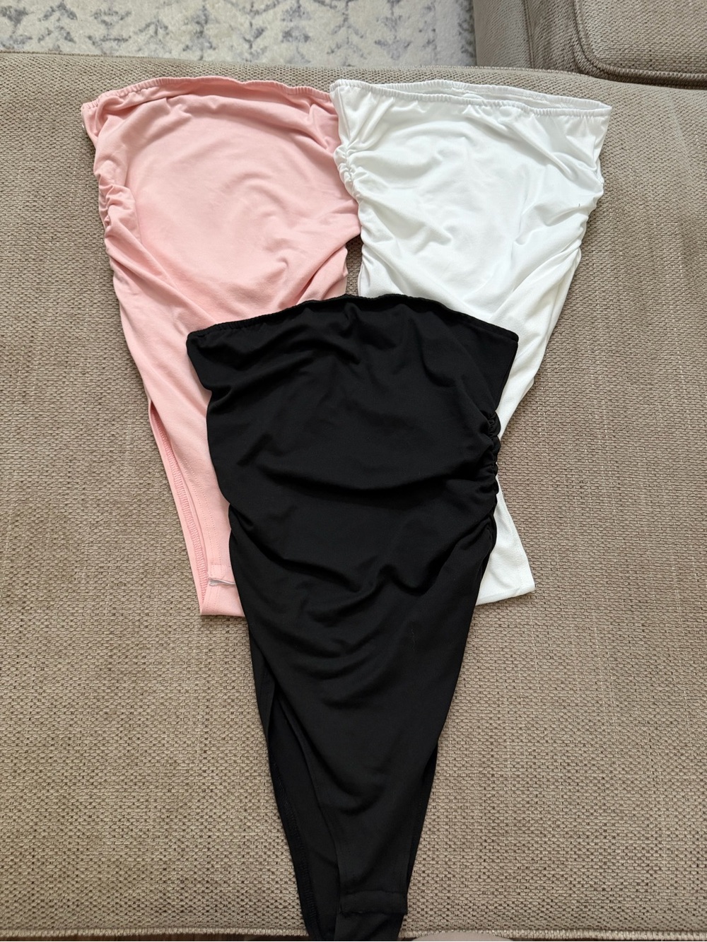 Seamless Strapless Bandeau Tops - Pink, White & Black (3 Pack)